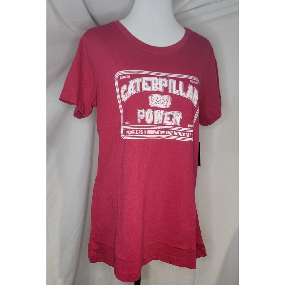 CAT Equipment Womens Large Cotton Red Shirt Authentic Caterpillar Tractor NEW